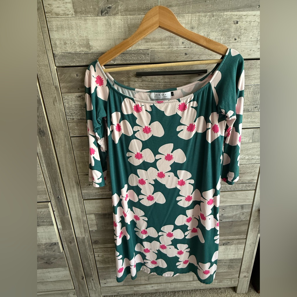 Ava Sky Off The Shoulder Teal And Pink Floral Dress